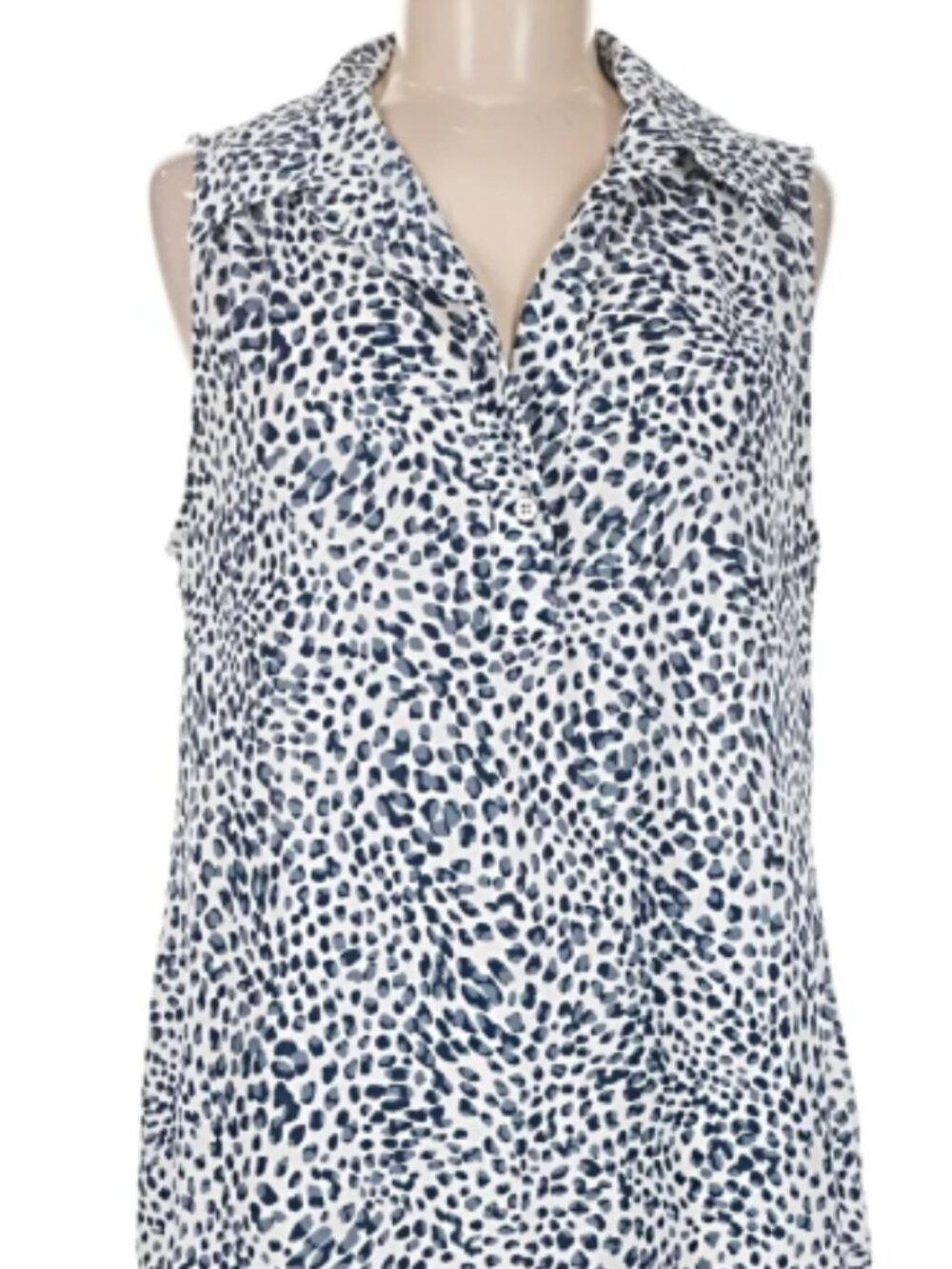 CAbi Sleeveless Blue Leopard Top Size L